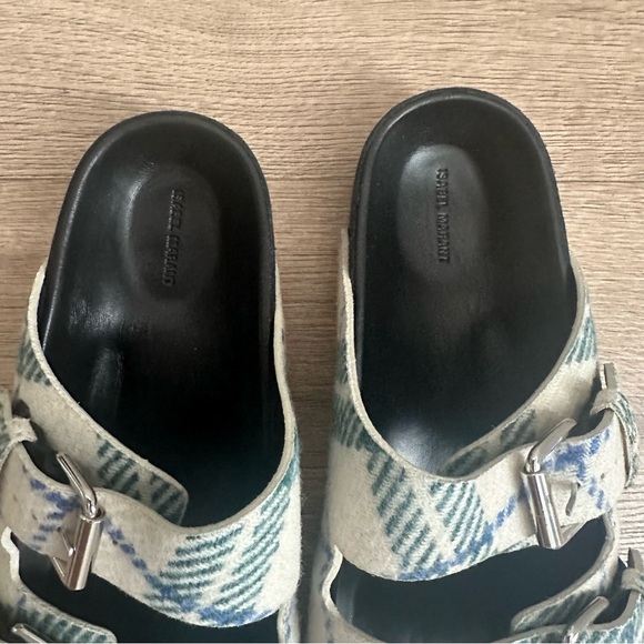 NIB ISABEL MARANT Ivory Lennyo Checked Felt Sandals - Picture 6 of 8